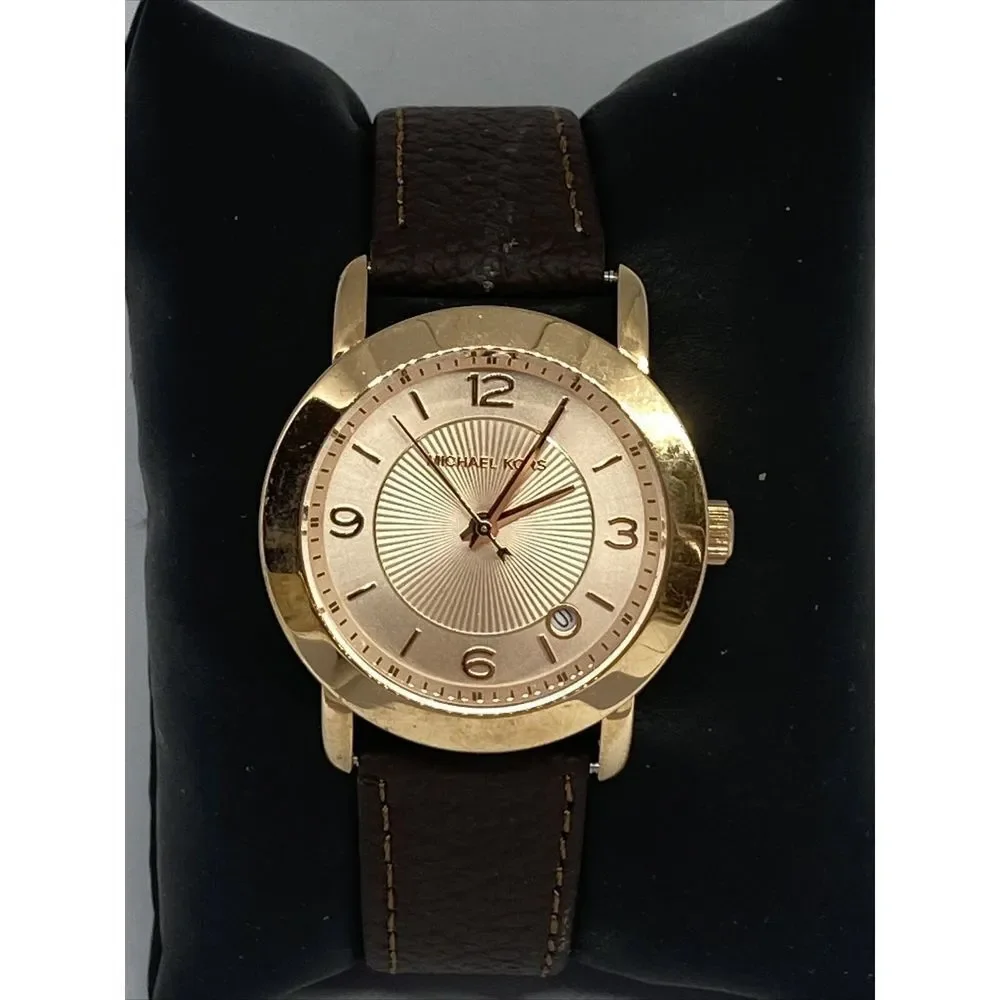 Michael Kors MK3486 Women's Brown Leather Analog Dial Quartz Wrist Watch KS555